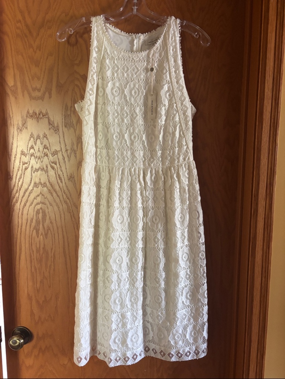 Max Studio Cream Lace Sleeveless Midi Dress